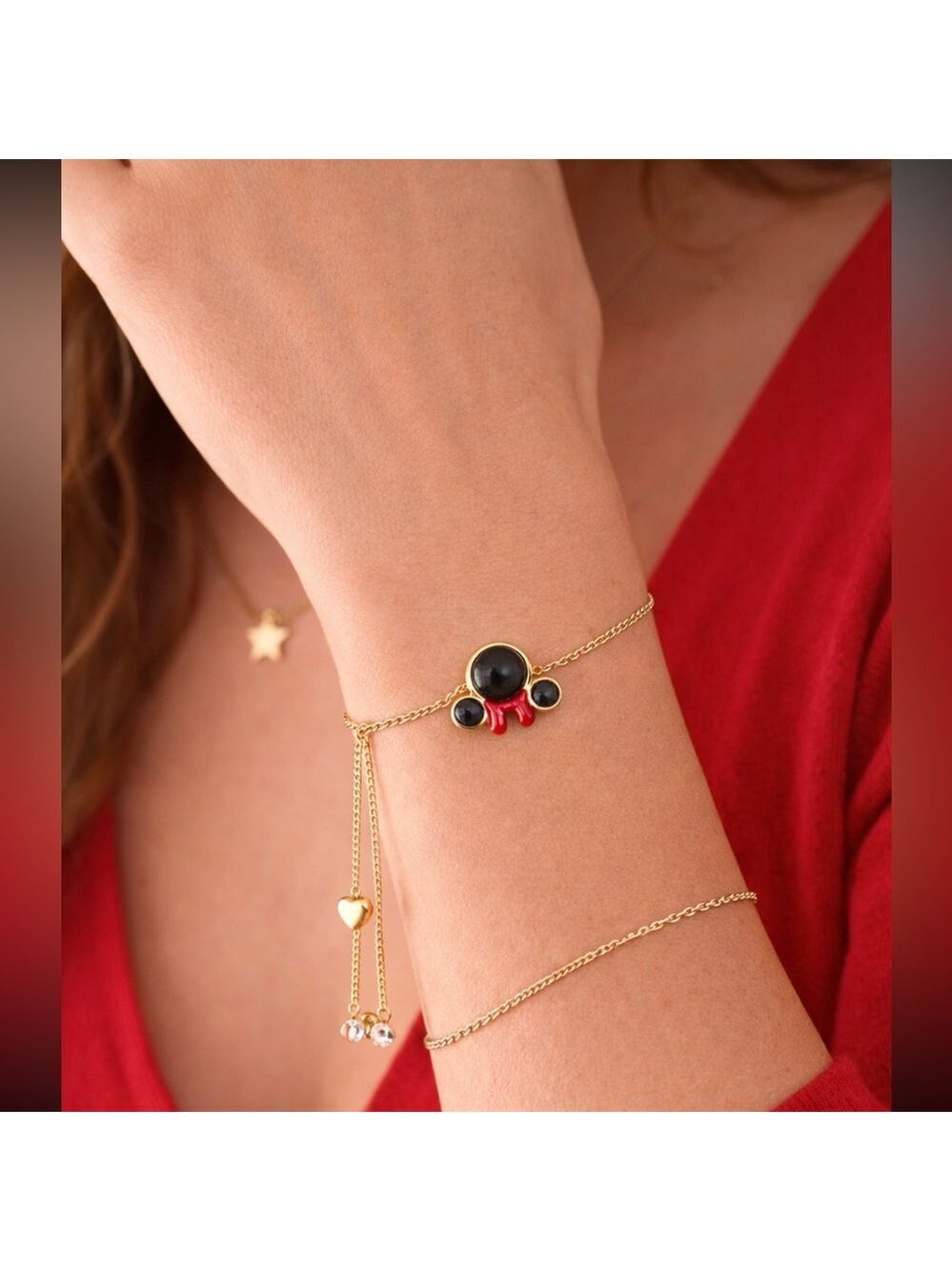 KATE SPADE NEW YORK MINNIE MOUSE SLIDE ADJUSTABLE BRACELET GOLD CZ DISNEY